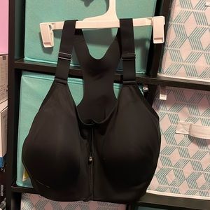 Racerback front zipper sports bra.